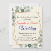 Minimale uitnodiging voor het huwelijk met eucalyp (Voorkant)