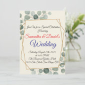 Minimale uitnodiging voor het huwelijk met eucalyp (Staand voorkant)