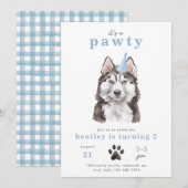 Minimale uitnodiging voor Husky Dog | Pawty (Voorkant / Achterkant)