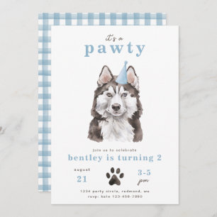 Minimale uitnodiging voor Husky Dog   Pawty