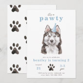 Minimale uitnodiging voor Husky Dog | Pawty (Voorkant / Achterkant)