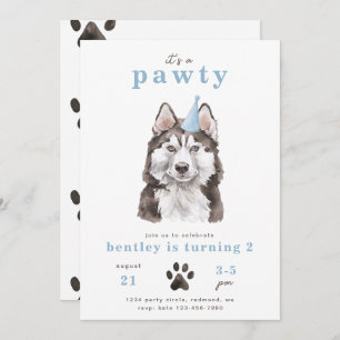 Minimale uitnodiging voor Husky Dog   Pawty