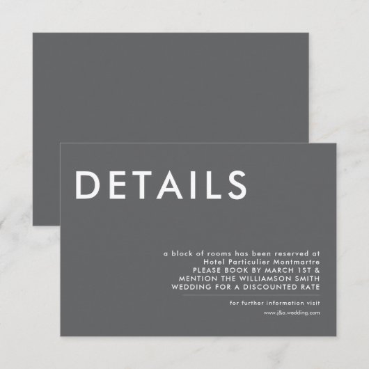 Minimale uitnodiging voor huwelijksgegevens (Voorkant / Achterkant)