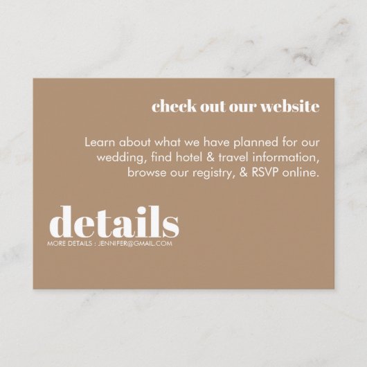 Minimale uitnodiging voor huwelijksgegevens informatiekaartje (Voorkant)