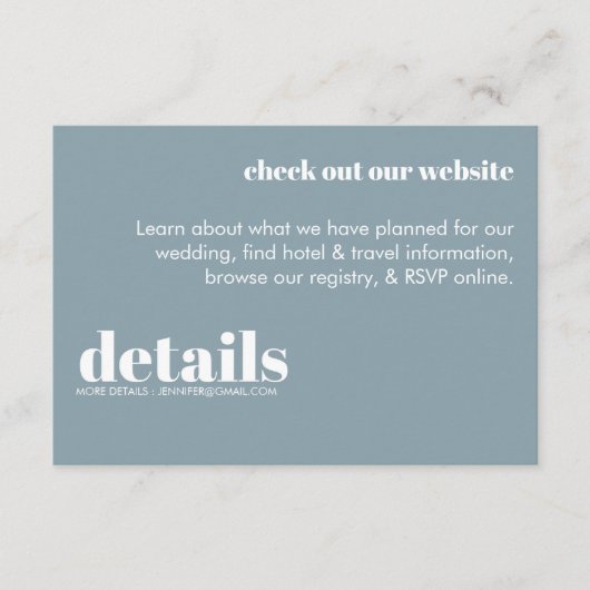 Minimale uitnodiging voor huwelijksgegevens informatiekaartje (Voorkant)