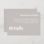 Minimale uitnodiging voor huwelijksgegevens informatiekaartje (Voorkant / Achterkant)