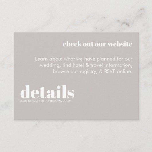 Minimale uitnodiging voor huwelijksgegevens informatiekaartje (Voorkant)