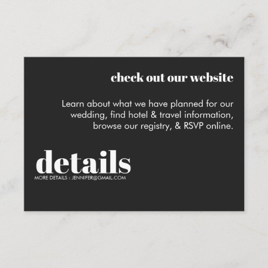 Minimale uitnodiging voor huwelijksgegevens informatiekaartje (Voorkant)