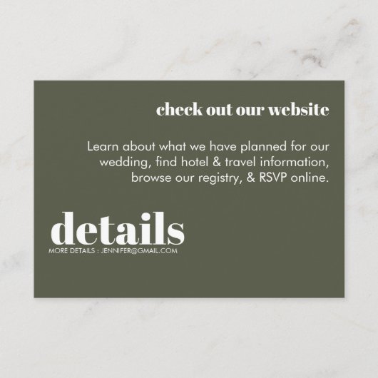 Minimale uitnodiging voor huwelijksgegevens informatiekaartje (Voorkant)