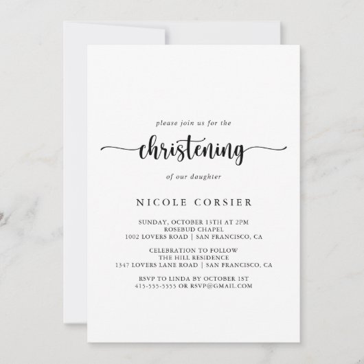 Minimale uitnodiging voor kalligrafie (Voorkant)