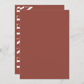 Minimale uitnodiging voor kastanjebruiloft (Voorkant / Achterkant)