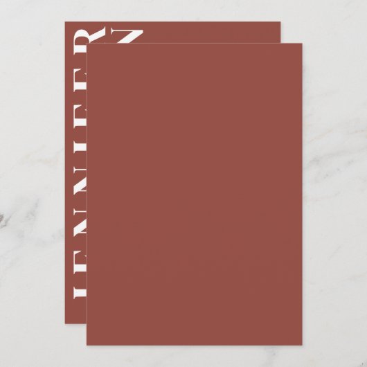 Minimale uitnodiging voor kastanjebruiloft (Voorkant / Achterkant)