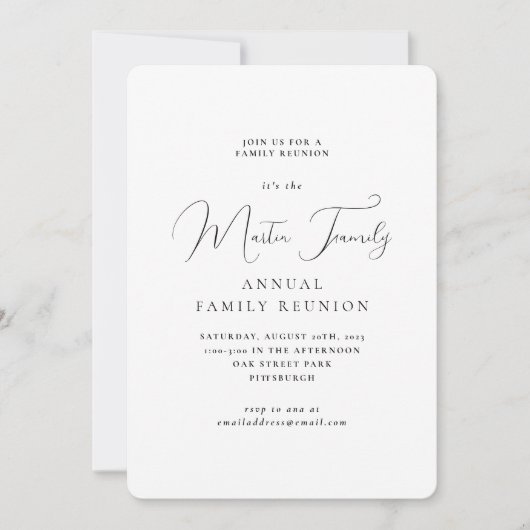 Minimale uitnodiging voor klassieke gezinsherenigi (Voorkant)