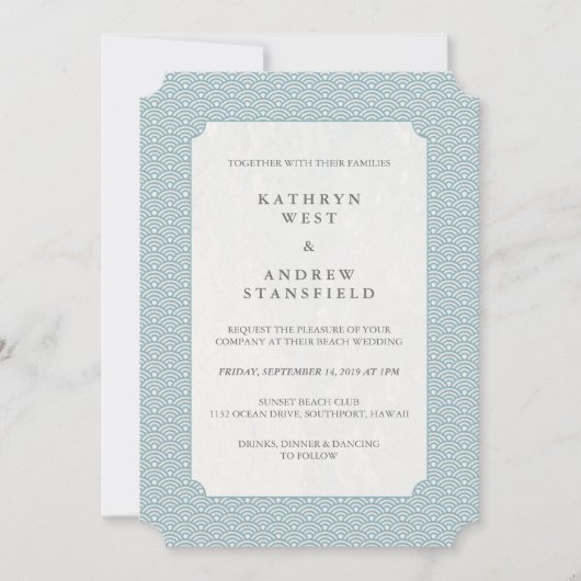 Minimale uitnodiging voor kleine blauwe golven bru (Voorkant)