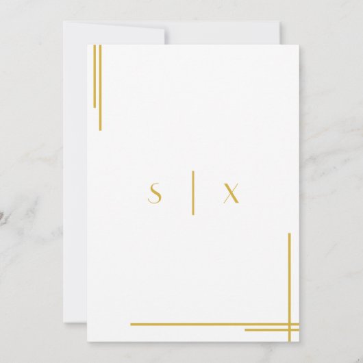 Minimale uitnodiging voor kunstDeco Gold Wedding (Achterkant)