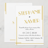 Minimale uitnodiging voor kunstDeco Gold Wedding (Voorkant / Achterkant)