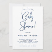 Minimale uitnodiging voor modern marinesblauw Baby (Voorkant)