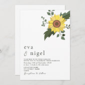 Minimale uitnodiging voor moderne zonnebloempjes (Voorkant / Achterkant)