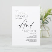 Minimale uitnodiging voor moderne zwarte ivoor (Staand voorkant)