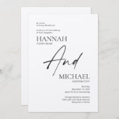 Minimale uitnodiging voor moderne zwarte ivoor (Voorkant / Achterkant)