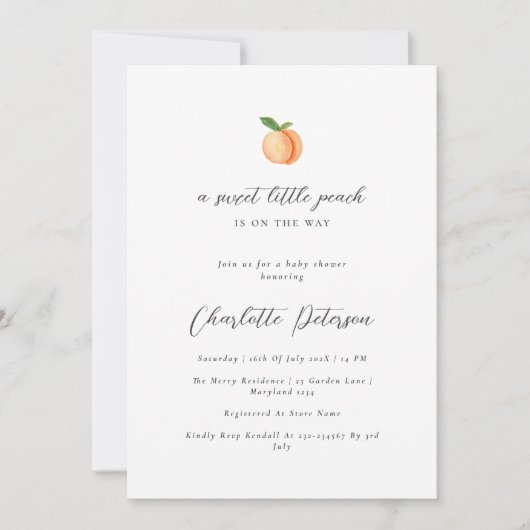 Minimale uitnodiging voor perzik-Baby shower (Voorkant)