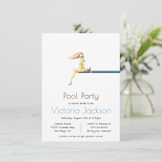 Minimale uitnodiging voor poolpartijen (Staand voorkant)