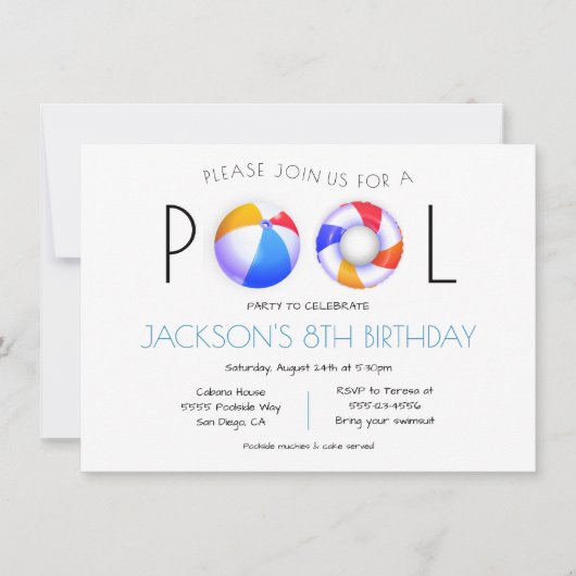 Minimale uitnodiging voor poolpartijen (Voorkant)