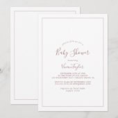 Minimale uitnodiging voor Roos Gold Baby shower (Voorkant / Achterkant)