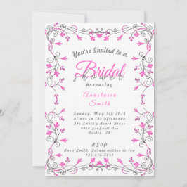 Minimale uitnodiging voor roze en grijze bridal