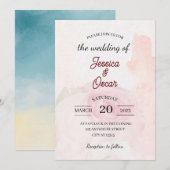 Minimale uitnodiging voor  roze weddenschappen (Voorkant / Achterkant)