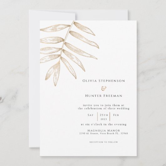 Minimale uitnodiging voor tropisch huwelijk (Voorkant)