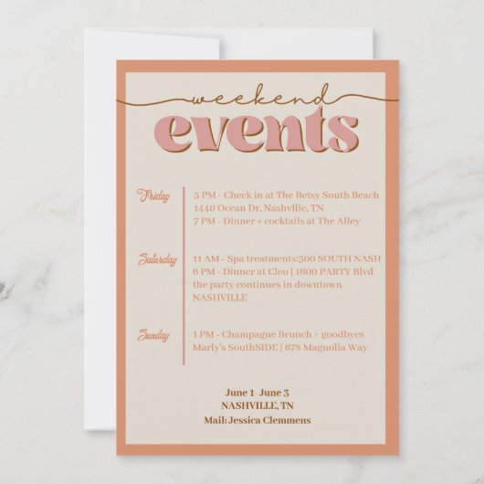 Minimale uitnodiging voor vrijgezellenweekend (Achterkant)