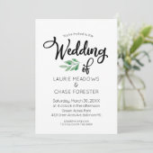 Minimale uitnodiging voor Waterverf Greenery Weddi (Staand voorkant)
