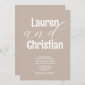 Minimale uitnodiging voor weddenschap met beige sc (Voorkant / Achterkant)