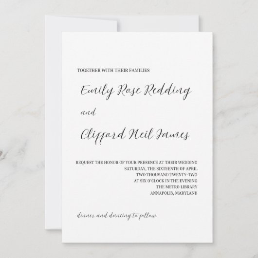 Minimale uitnodiging voor weddenschappen (Voorkant)