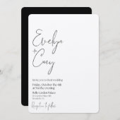 Minimale uitnodiging voor zwart-witbruiloft (Voorkant / Achterkant)