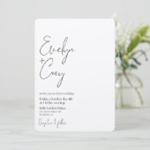 Minimale uitnodiging voor zwart-witbruiloft (Staand voorkant)