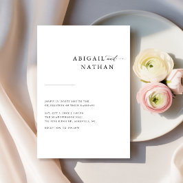 Minimale uitnodiging voor zwart-witbruiloft