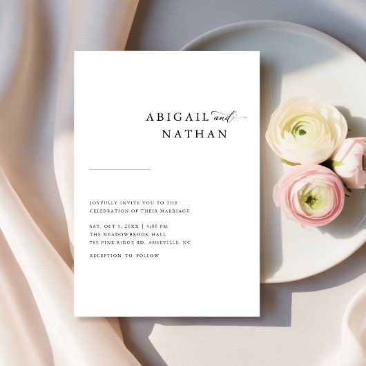 Minimale uitnodiging voor zwart-witbruiloft