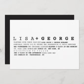 Minimale uitnodiging voor zwart-witbruiloft (Voorkant / Achterkant)