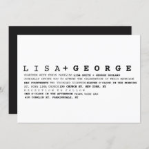 Minimale uitnodiging voor zwart-witbruiloft