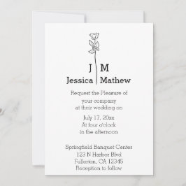 Minimale uitnodiging voor zwart-witbruiloft