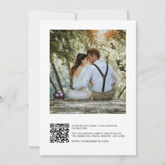 Minimale uitnodiging voor zwart-withuwelijk (Achterkant)