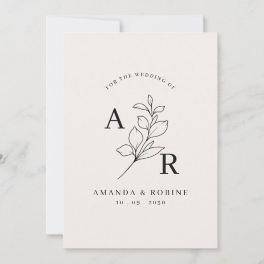 Minimale uitnodiging voor zwart-withuwelijk (Voorkant)