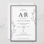 Minimale uitnodiging voor zwart-withuwelijk (Voorkant)