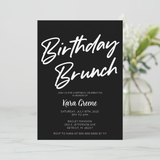 Minimale uitnodiging voor zwarte en witte geboorte (Staand voorkant)