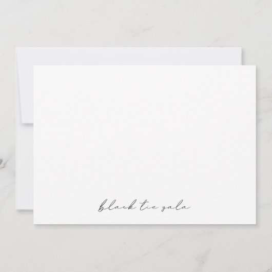 Minimale uitnodiging voor zwarte Stropdas Gala (Achterkant)