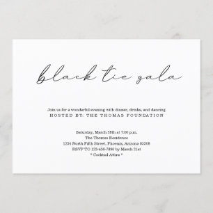 Minimale uitnodiging voor zwarte Stropdas Gala