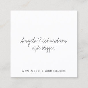 Minimale unieke handgeschreven blogger, Sylist Vierkante Visitekaartje