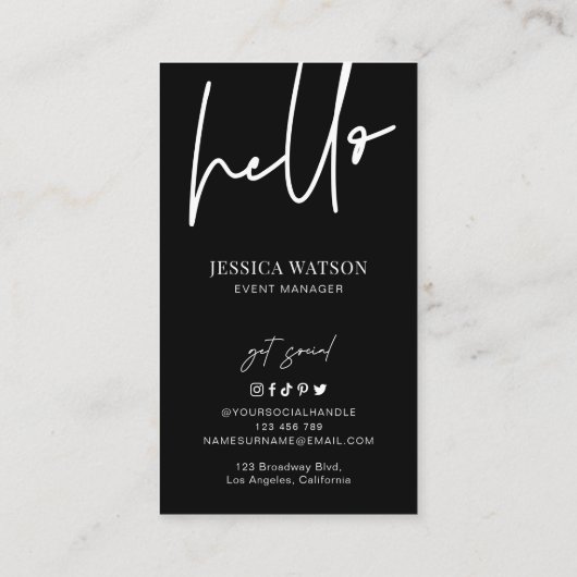 Minimale unieke rendabele Initialen zwart-wit Visitekaartje (Achterkant)